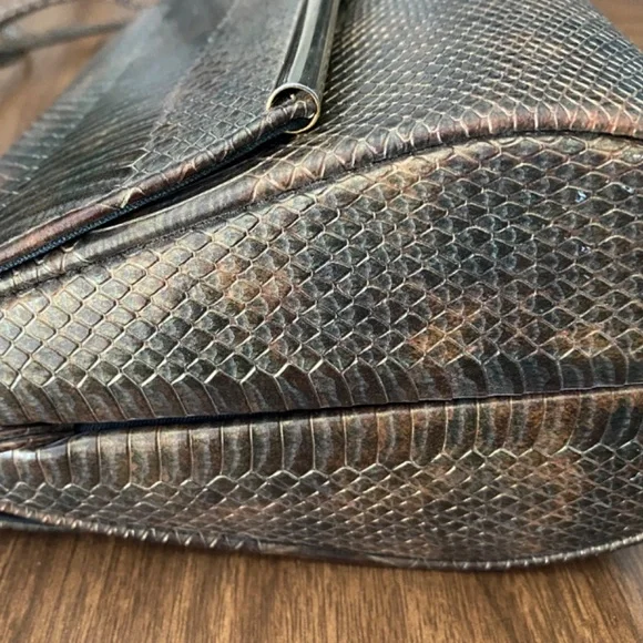 Iridescent Olive Faux Snakeskin Bag - Picture 3 of 8